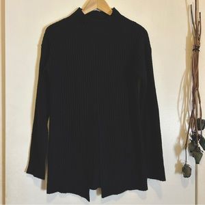 Nasty Gal ribbed black turtleneck with split midriff and sleeves
